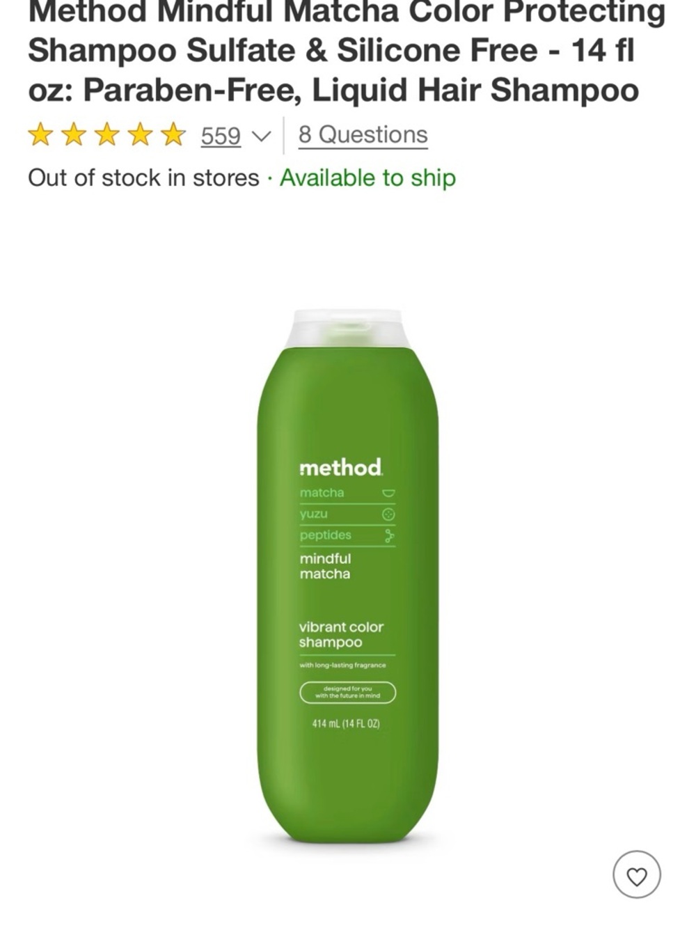 Method Mindful Matcha Vibrant Color Shampoo